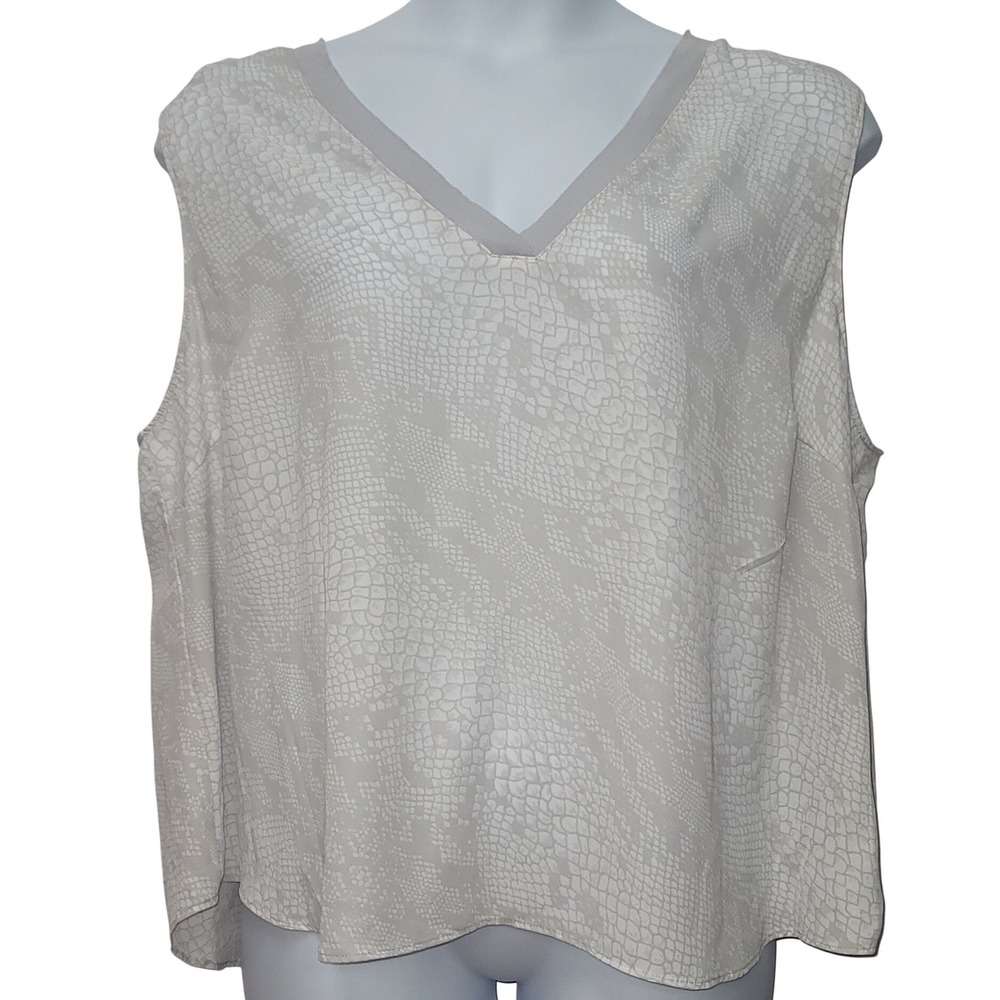 Worthington Womens 2X Sleeveless V Neck Python Sleeveless Blouse Boho Minimalist